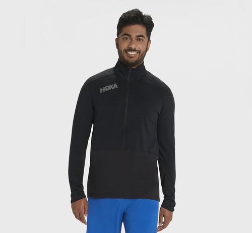 Hoka One One 1/2 Zip Midlayer Men's Running Tops Black | 6023854-DU