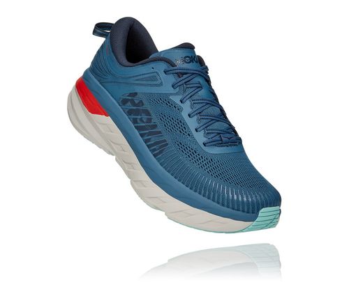 Hoka One One Bondi 7 Men's Road Running Shoes Real Teal / Outer Space | 6982417-HE