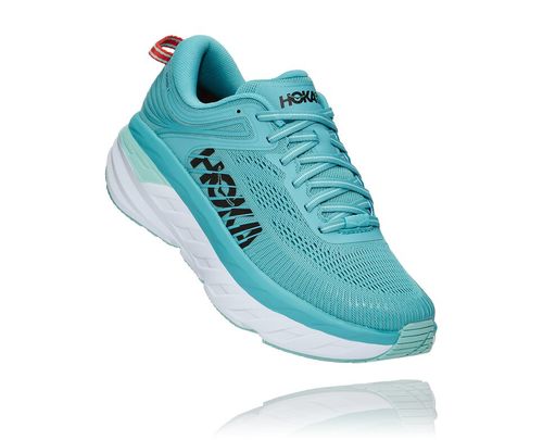 Hoka One One Bondi 7 Women's Road Running Shoes Aquarelle / Eggshell Blue | 5679201-KO