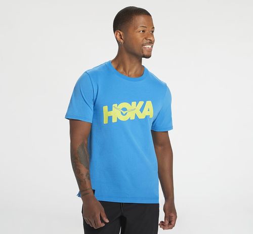 Hoka One One Brand Tee Men's Running Tees Diva Blue | 7083562-XV