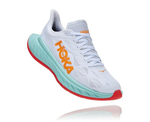 Hoka One One Carbon X 2 Men's Road Running Shoes White / Blazing Orange | 2968715-SR