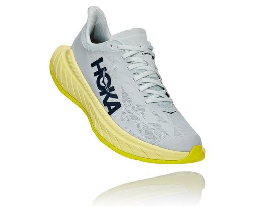 Hoka One One Carbon X 2 Men's Road Running Shoes Blue Flower / Luminary Green | 8415026-JG