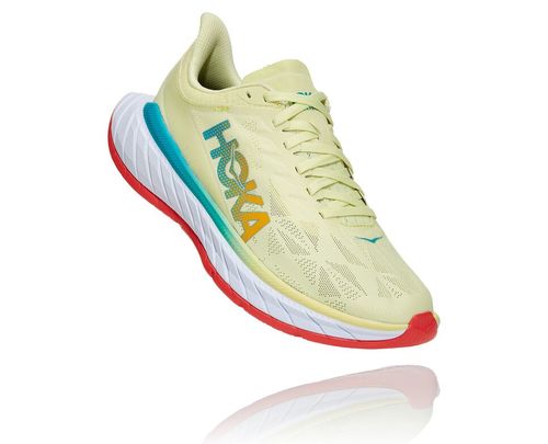 Hoka One One Carbon X 2 Women's Road Running Shoes Luminary Green / Hot Coral | 2376590-KU