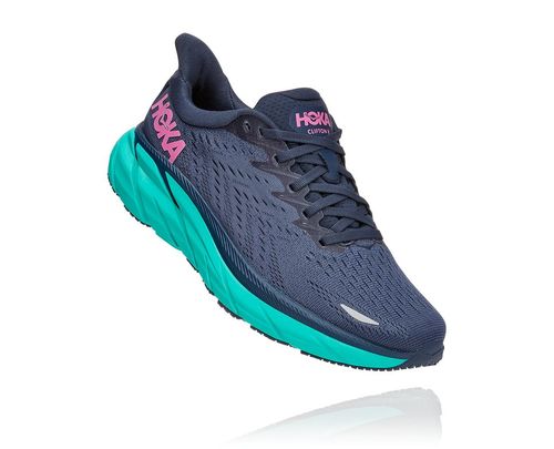 Hoka One One Clifton 8 Women's Road Running Shoes Outer Space / Atlantis | 6702534-UF