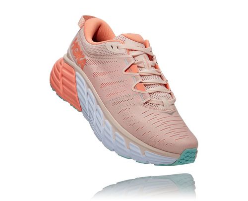 Hoka One One Gaviota 3 Women's Road Running Shoes Silver Peony / Cantaloupe | 2439517-LU