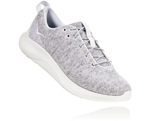 Hoka One One Hupana Flow Wool Women's Road Running Shoes Lunar Rock / Blanc De Blanc | 6741032-DB