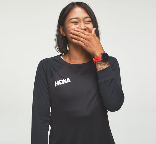 Hoka One One Performance 3/4 Sleeve Women's T Shirts Black | 0396158-TN