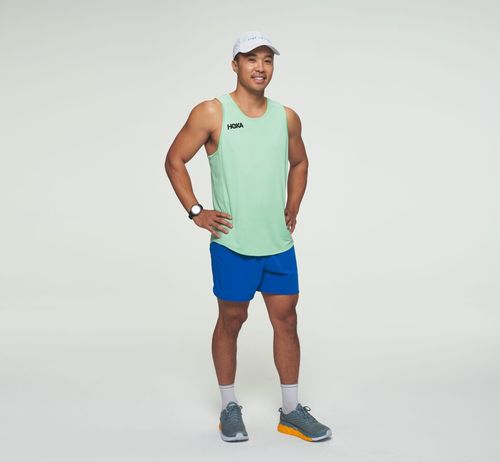 Hoka One One Performance Men's Running Tanks Green Ash | 6239085-ZG